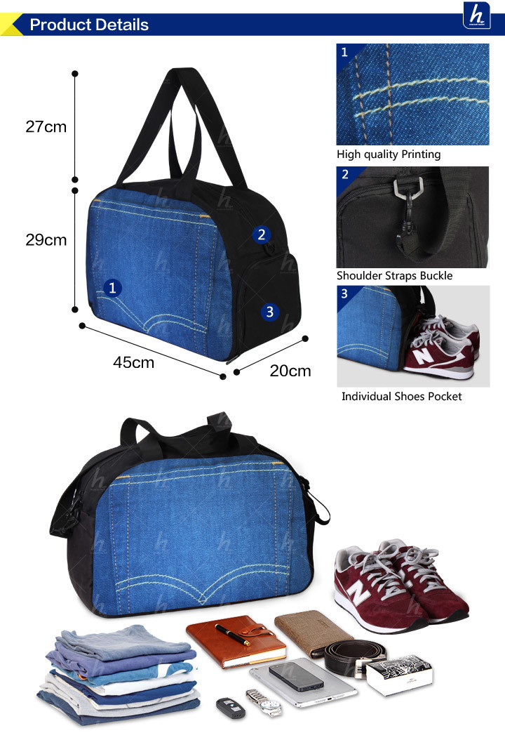 Cute Dog 3D Printed Trolley Gym Bag Weekend Travel Bag for Men