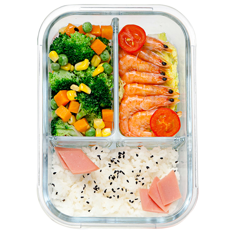 1040ml 3 Compartment Worker Lunch Box with Cutlery
