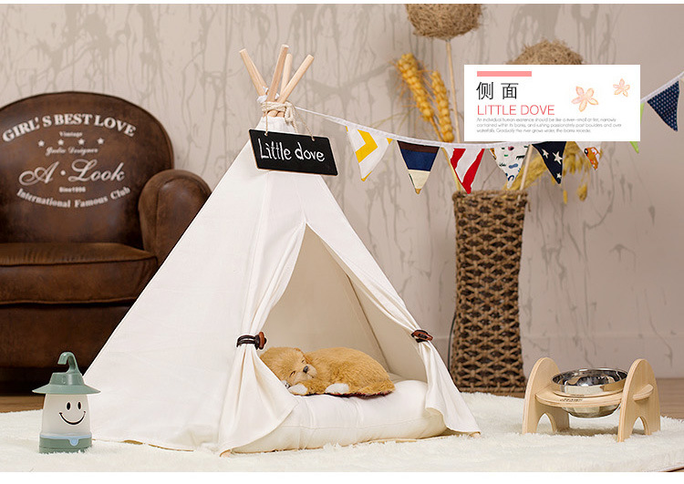 Pine Wood Dog Tents Pet Cotton White Pet House