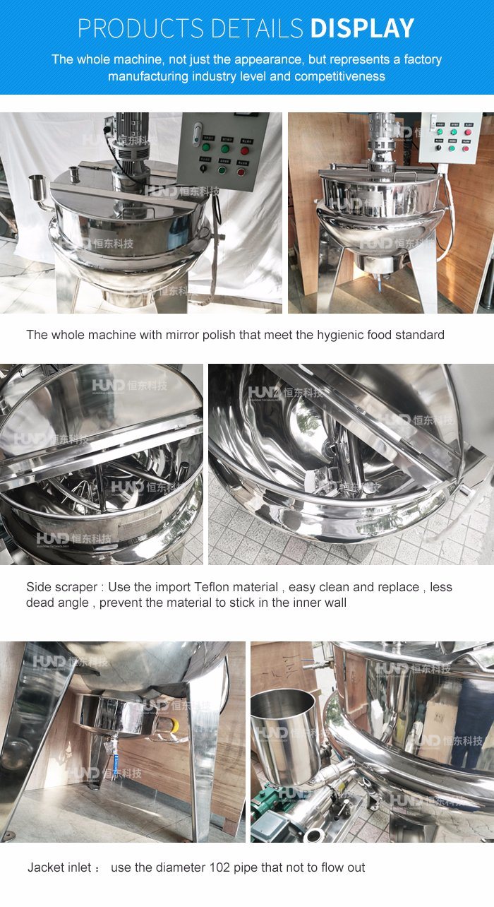 Industrial Stainless Steel Tilting Steam Heating Pot with Emulsifier Mixer