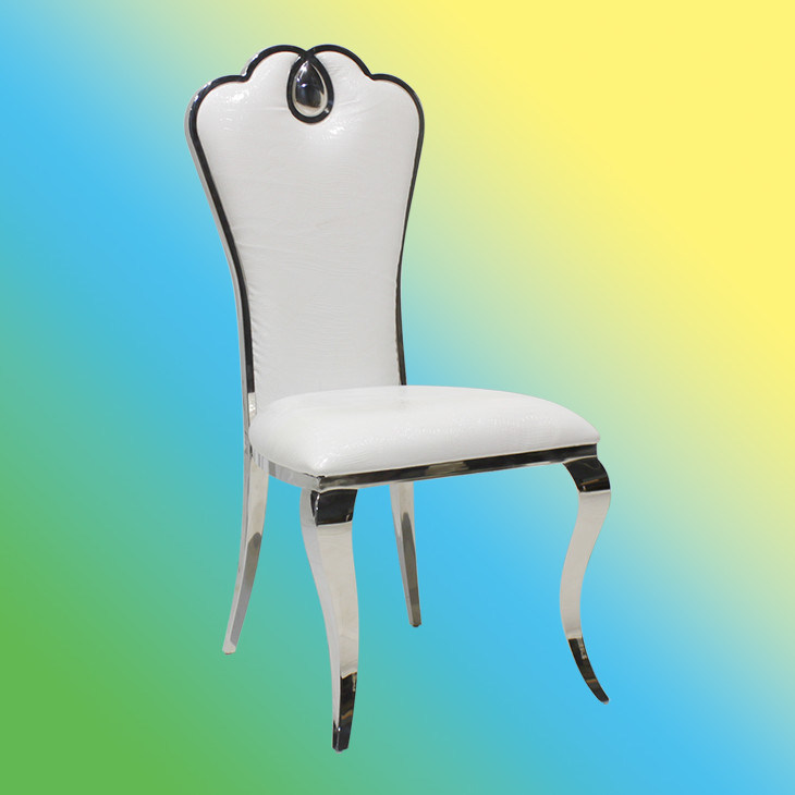 Modern Elegant Furniture Banquet White Wedding Chrome Steel Dining Chair