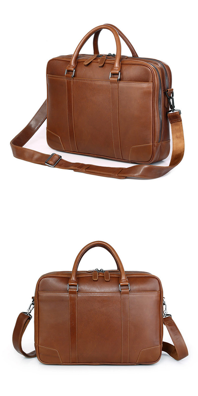 Hot Selling Vintage Brown Leather 15inches Laptop Bag Briefcase for Mens