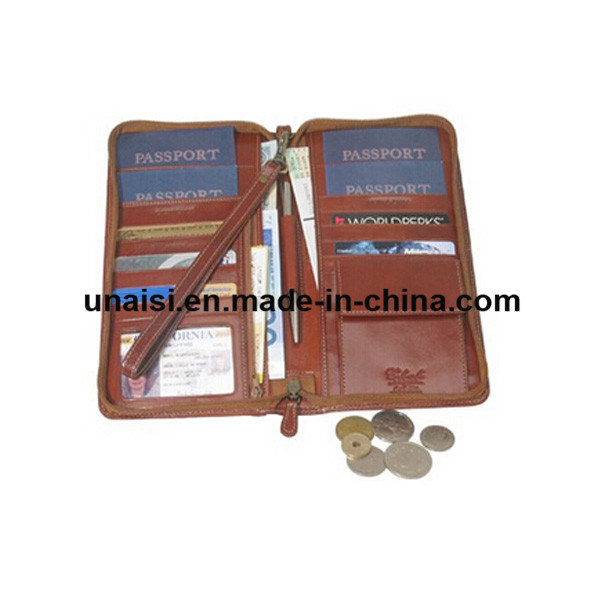 Large Capacity Genuine Leather Travel Wallet Purse Passport Holder