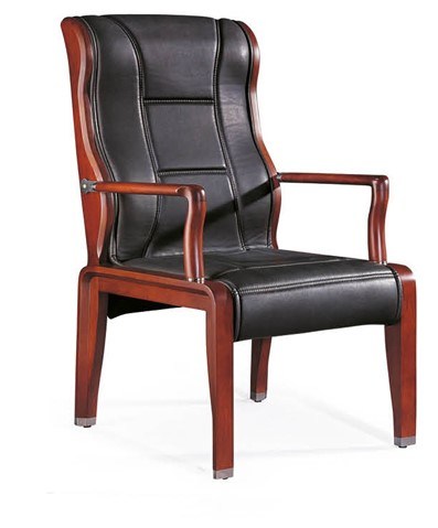 Modern Furniture Wooden Lounge PU Leather Visitor Conference Guest Chair
