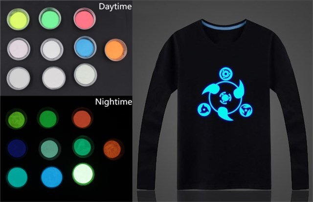Blue Color of Glowing Dyes for Luminous T-Shirt Printing