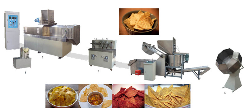 Baked/Fried Corn Chips Doritos Tortilla Making Machine/Fried Bugles Snacks