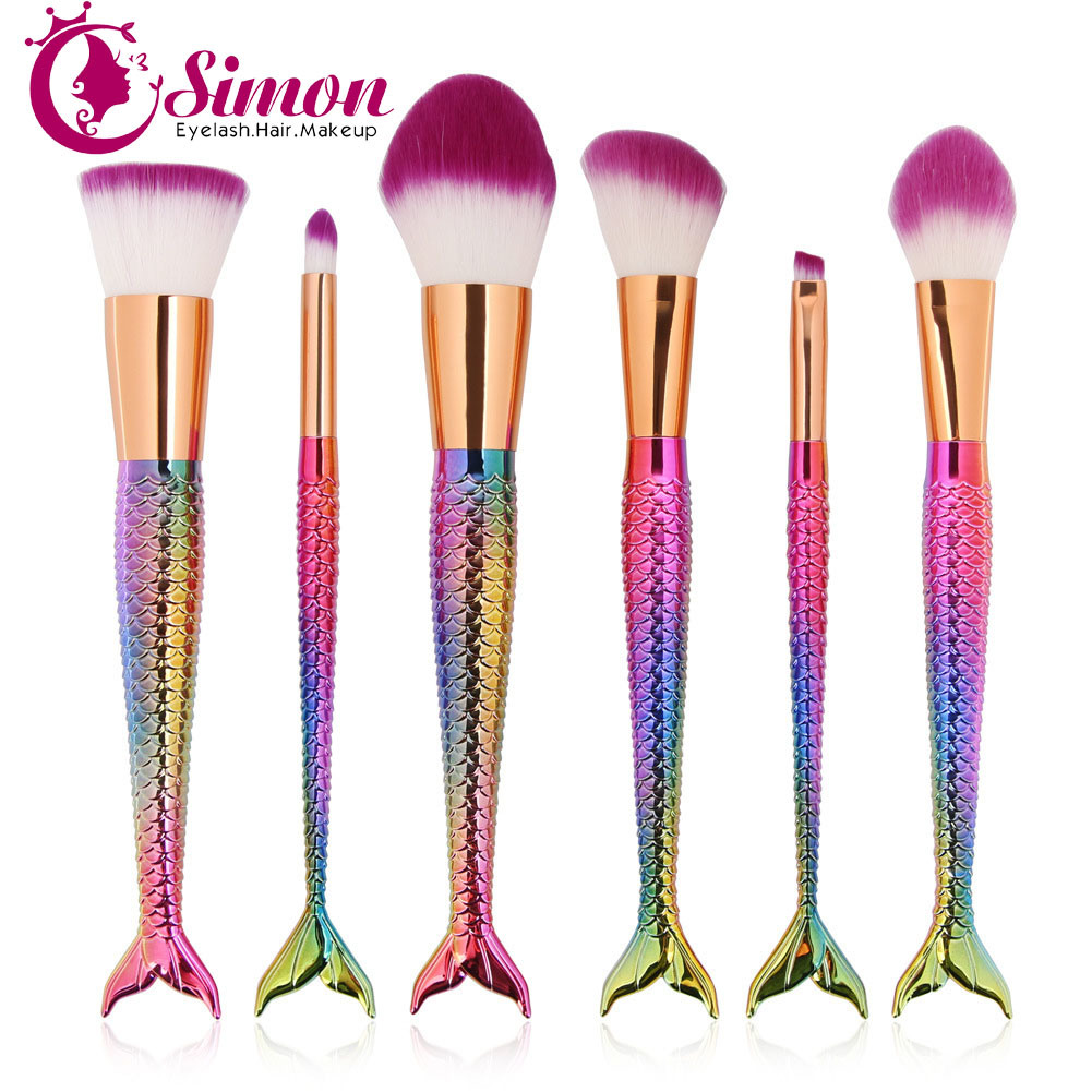 Colorful Gradient Colorful Makeup Tools Face Brushes Set Cosmetics Package