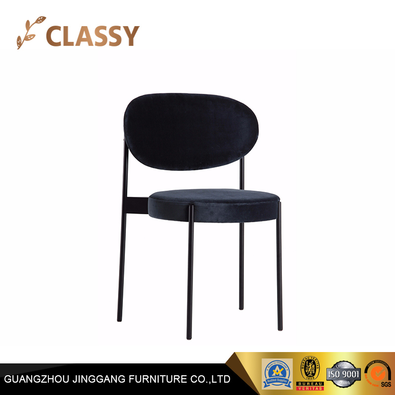 Simple Soft Fabric Restaurant Dining Chair with Four Metal Legs