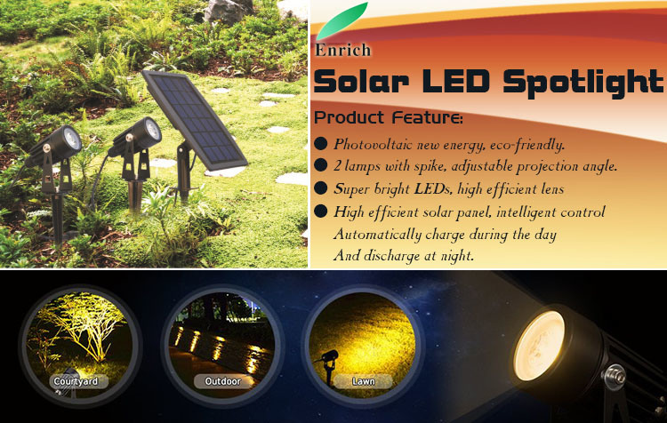 IP65 Solar LED Spotlight for Outdoor Decoration