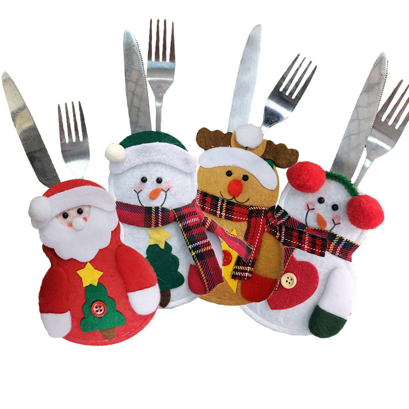 Christmas Decoration Little Snowman Cutlery Bag Creative Home Table Christmas Snowman Cutlery Set