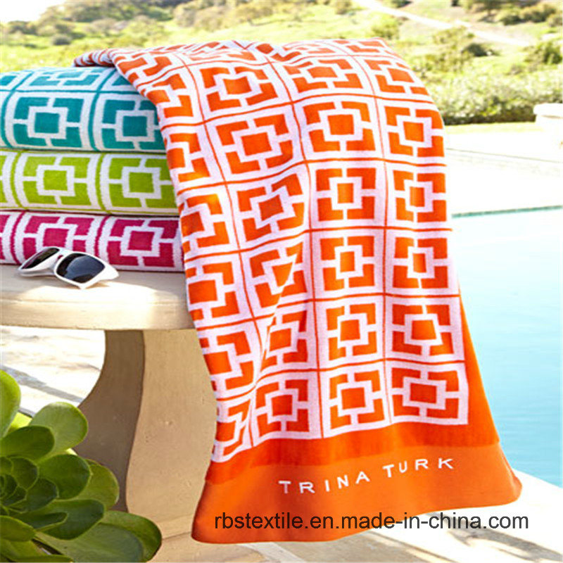 100% Cotton Jacquard Beach Towel Beach Blanket with High Quality