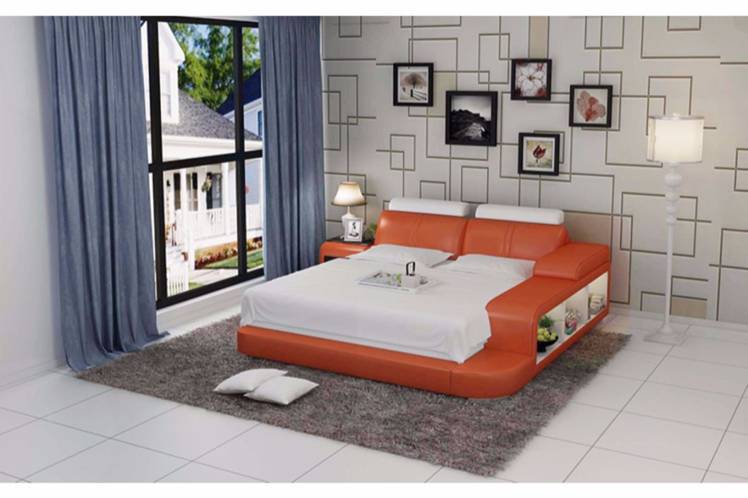 King Size Bedding Contemporary Leather Bed for Bedroom