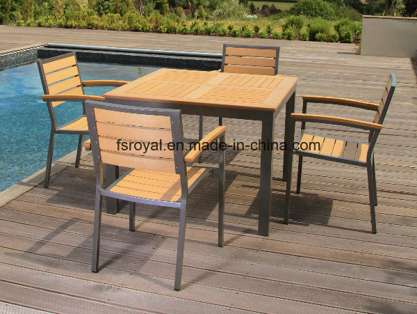 Patio Gaden Home Hotel Office Aluminum Wood Dining Table and Chair