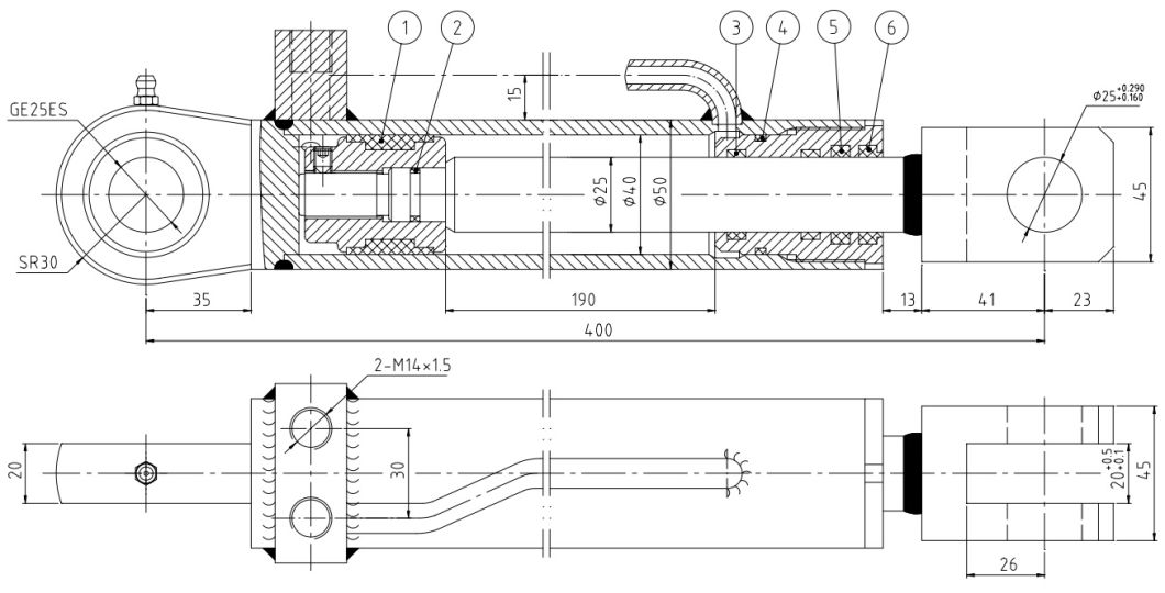 Quality Assured Compact Hydraulic Cylinder Hsg40/25