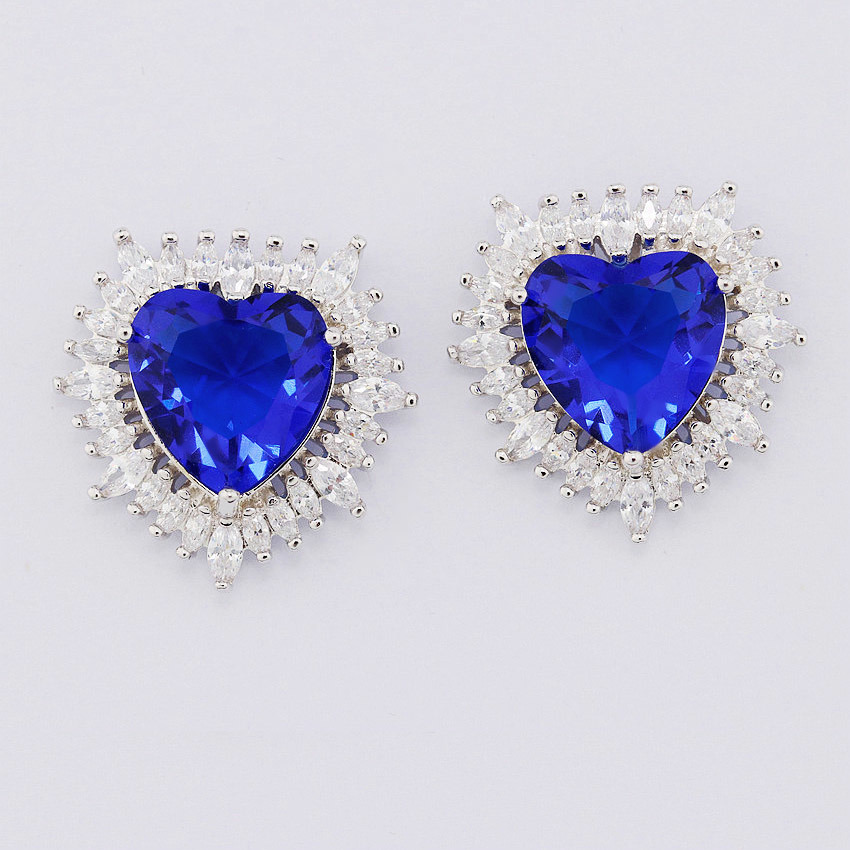 Charming Sapphire Stud Earring Quality Copper Alloy Fashion Design