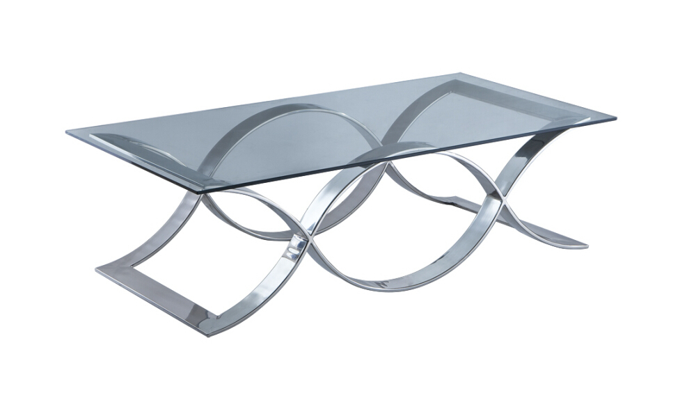 Stainless Steel Coffee Table, Glass Top Coffee Table T-42