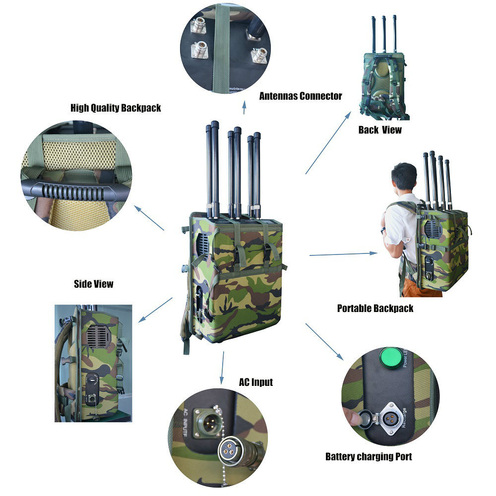 High Power Backpack Cell Phone Signal Jammer for VIP Protection
