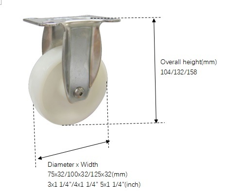 4 Inch Fixed Stainless Steel PP/Nylon Castor Wheel