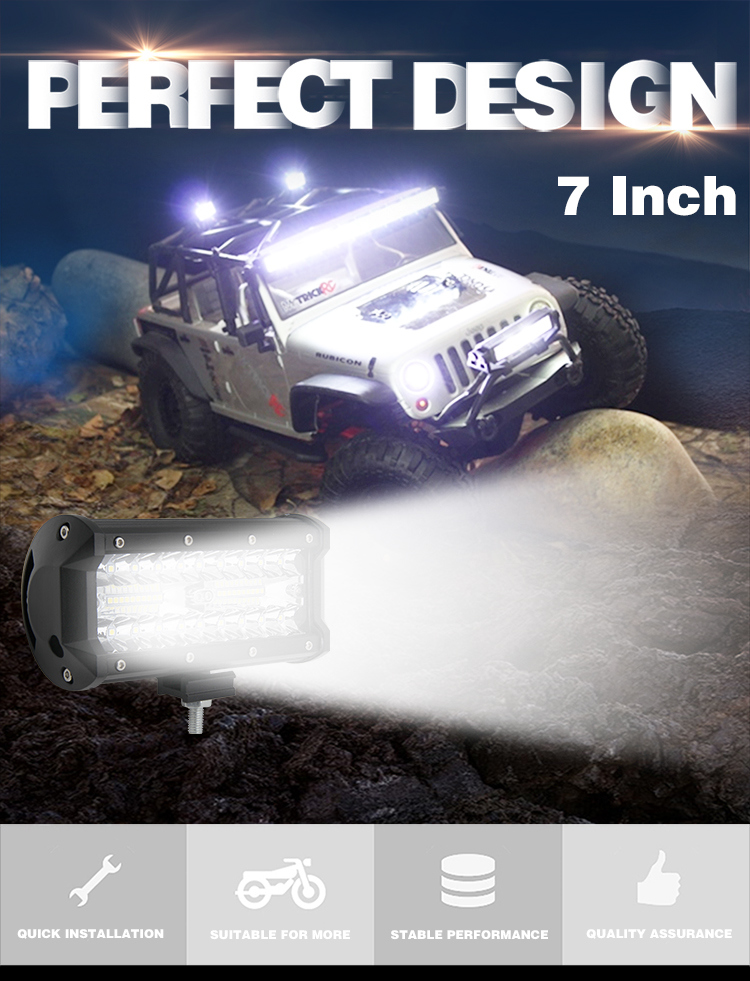 2017 Newest Style Waterproof IP68 120W 12V 8d Reflector Jeep Offroad Driving Lights, 7 Inch 3 Row Mini LED Light Bar