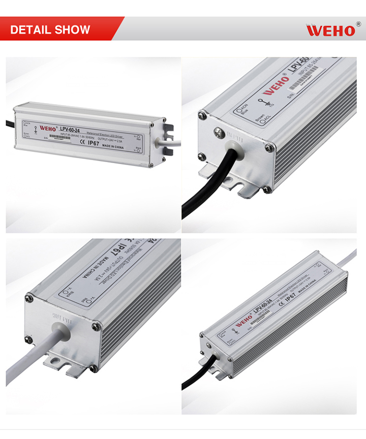 60W 24V LED Waterproof Switching Power Supply IP67