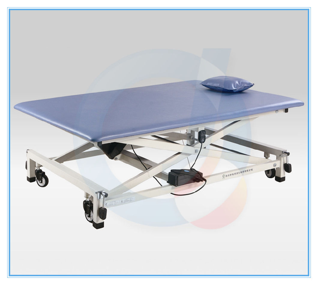 Rehabilitation Electric Multi-Body-Position Foldable Lifting PT Training Table Treatment Bed with Adjustable Lifting Wheels