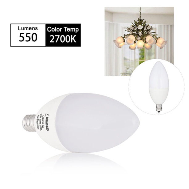 USA Market Milky White 6W E12 E14 Dimmable LED Candle Bulb with Ce RoHS UL