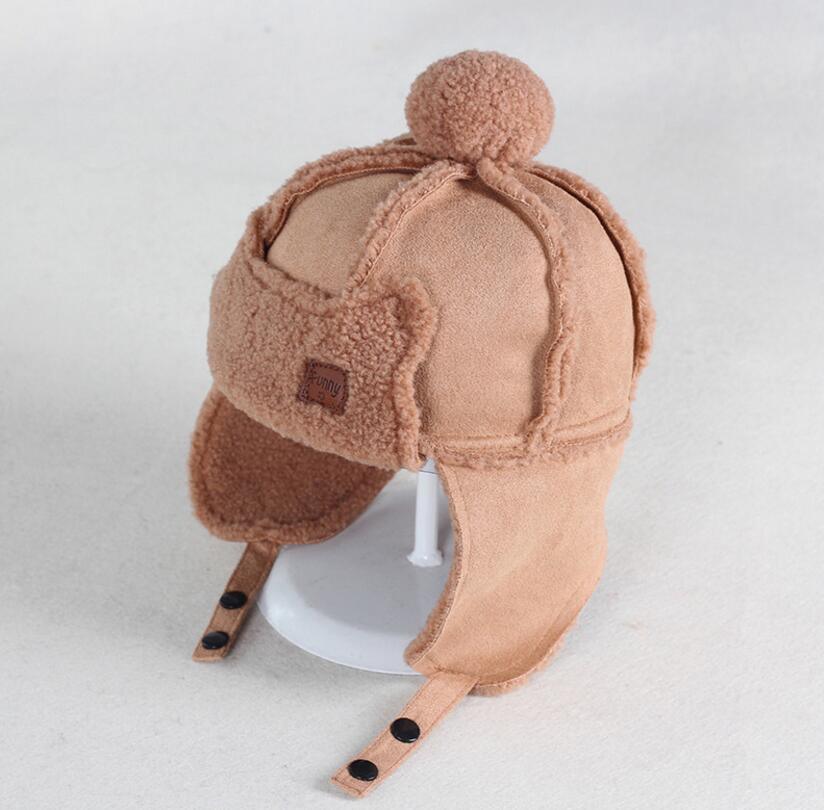 Child Checked Earflap Winter Warm Trapper Hat Polar Fleece Lining