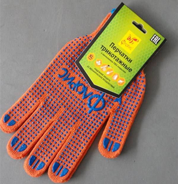 Computer Auto Knitting PVC Dotted Cotton Hand Glove for Women Cooking