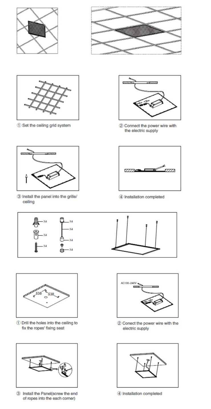 48W LED Square Ceiling Light with 600*600mm for Office Lighting