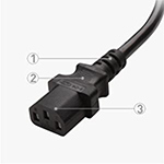 2pin Round Plug to 3pin Flat Jack Power Cord Angle Type (European Type)