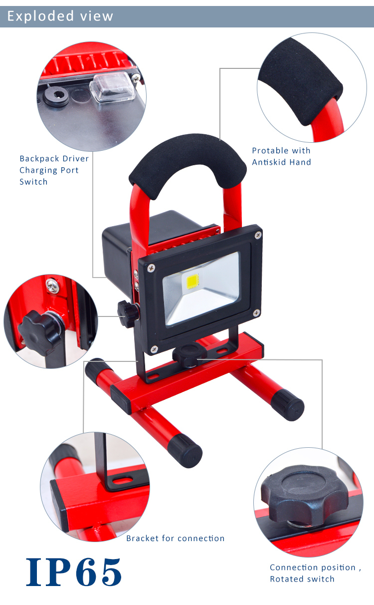 Emergency 10W/20W/30W LED Rechargeable Outdoor LED Floodlight