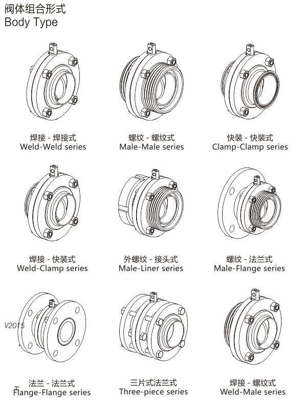 Dn20 DIN11850 AISI304 Sanitary Welded Butterfly Valve with CNC Machine