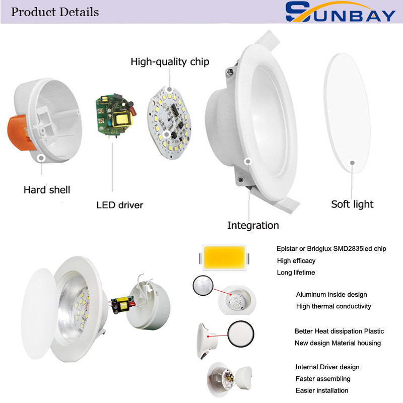 Epistar SMD2835 5W 7W 9W 12W 15W 18W LED Downlight