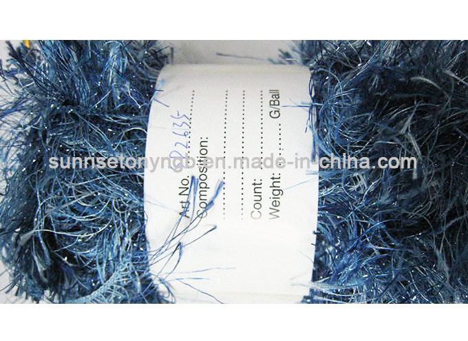 Spun Gold Fancy Feather Wool Nylon Polyester Yarn (FY-073)