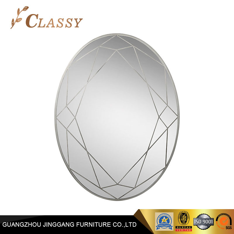 Oval Ruptile Silver and Golden Stainless Steel Frame Wall Mirror