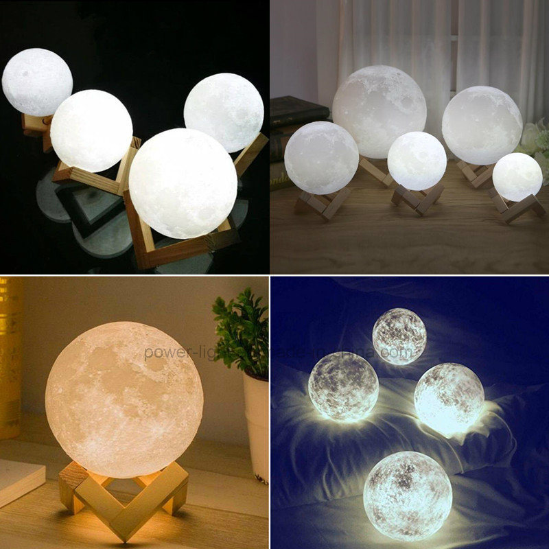 Creative Desk Table Home Decor 3D Printing Moon Lamp LED Night Light with Touch Control