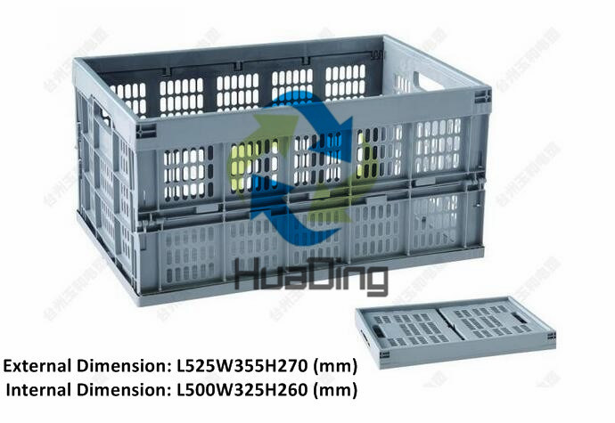 525X355X270mm Collapsible Food Grade Storage Used Plastic Crates