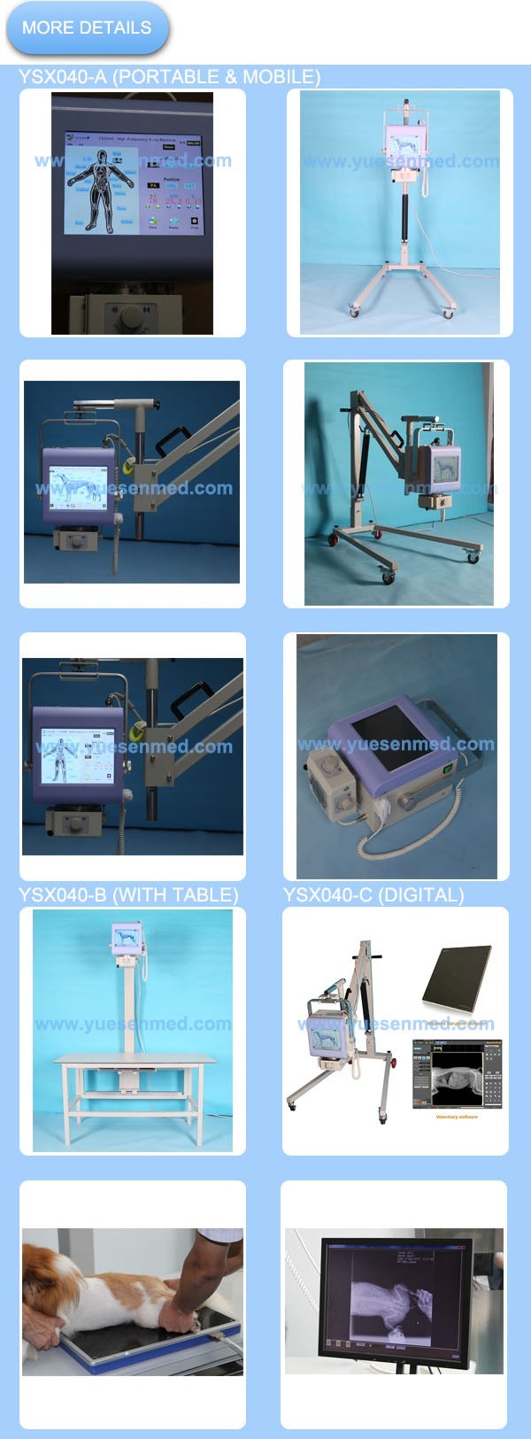 4kw 60mA Touch Screen Portable Veterinary X Ray Machine Ysx040-C