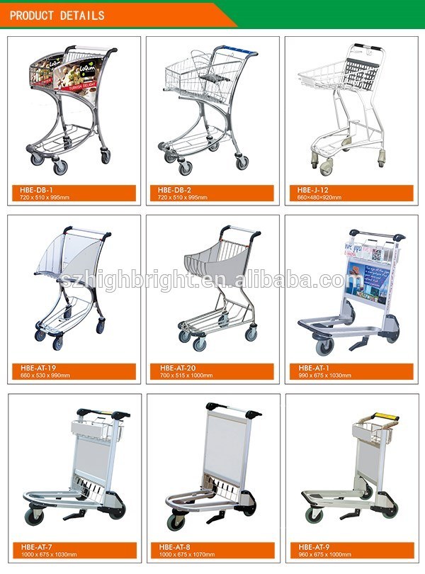 Airport Passenger Luggage Trolley with Hand Brake