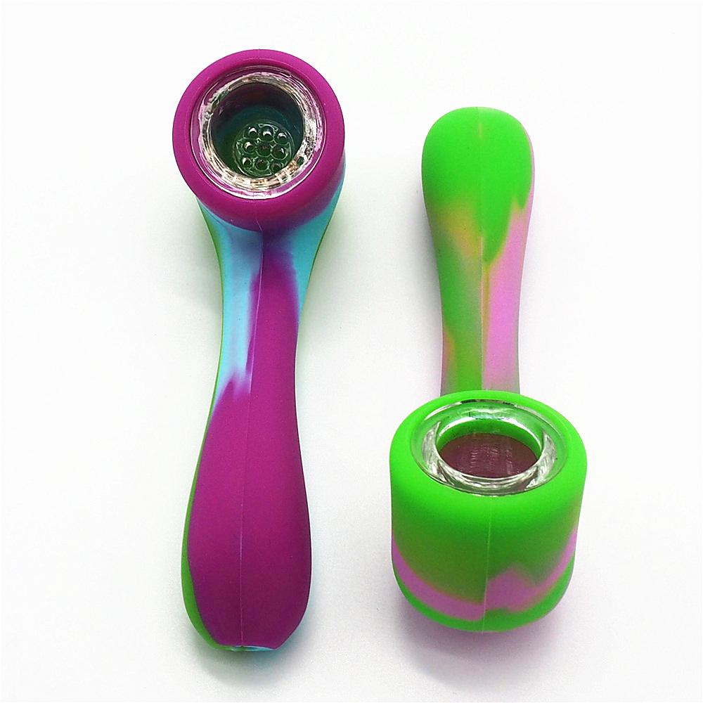 Hot Sale Colorful DAB Rig Recycler Beaker Base Silicone Smoking Water Pipes with Downstem