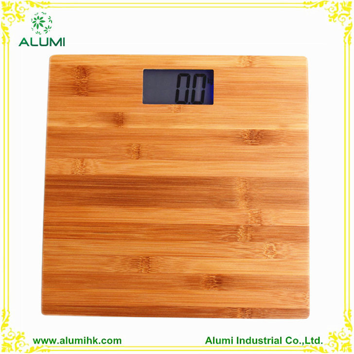 Bamboo Wood Digital Bathroom Weighing Scale From Alumi