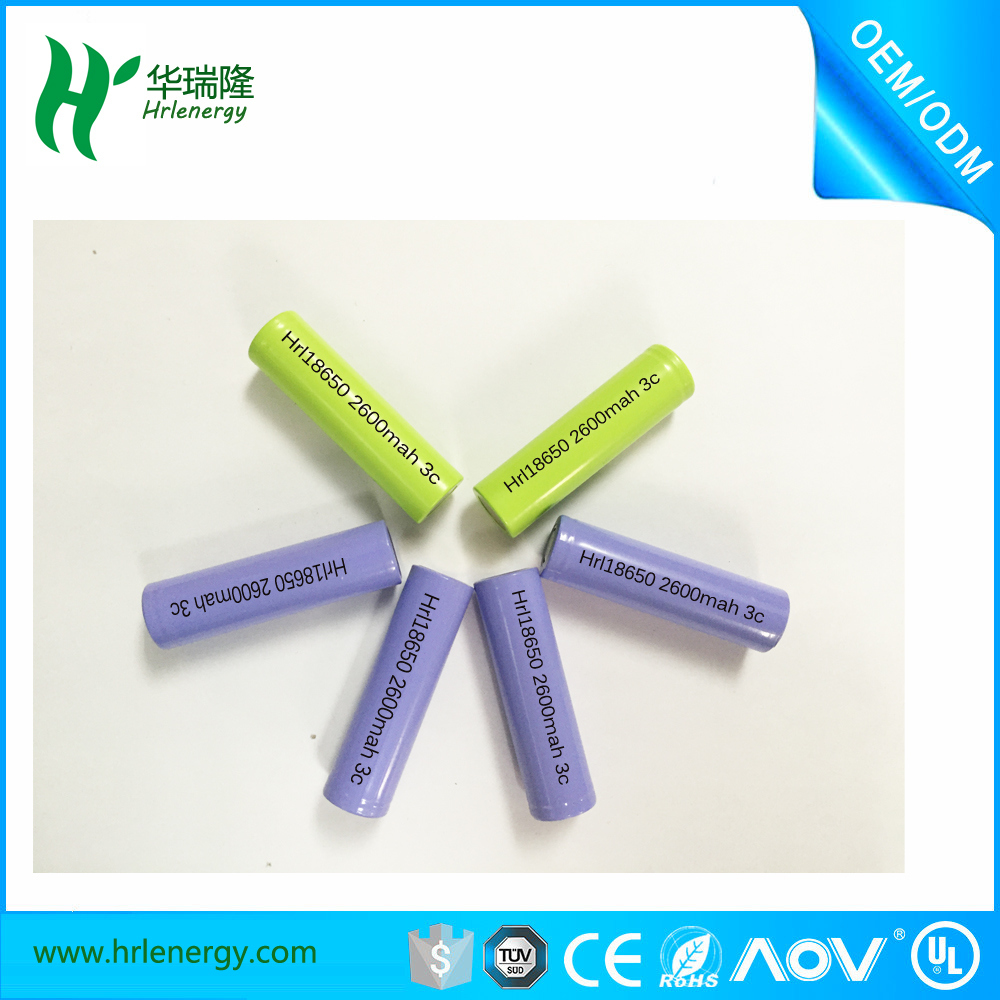 Rechargeable Lithium Cylindrical Battery Power (18650 2600mAh) for LED Lights