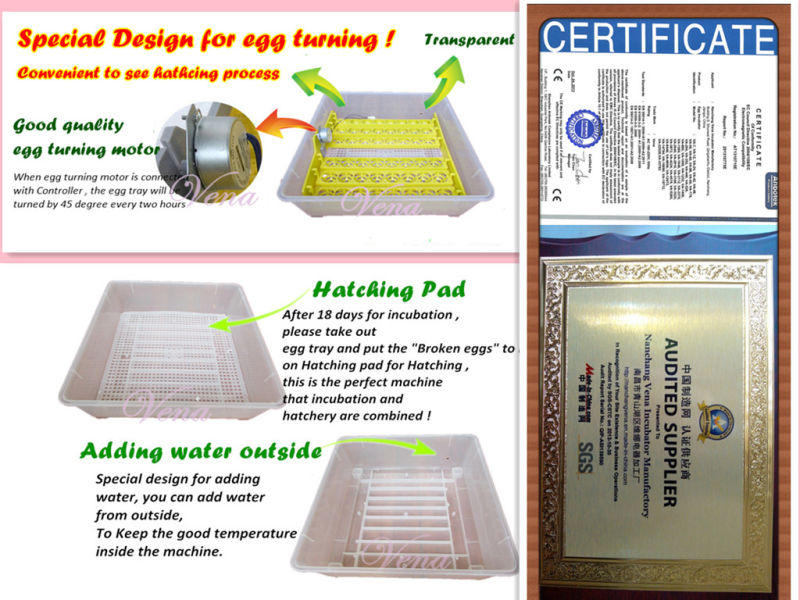 Christmas Gift! CE Approved Automatic Chicken Egg Incubator Va-48