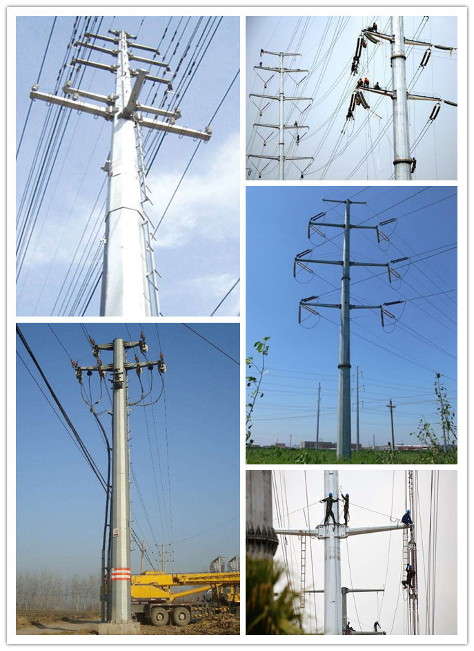 33kv / 66kv / 132kv / 220kv Galvanized Steel Electric Power Tower Pole