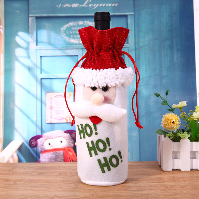 Christmas Decoration Colorful Bottle Cover Cloth Wine Bottle Decor Set Â  Kitchen for New Year Christmas Dinner Party