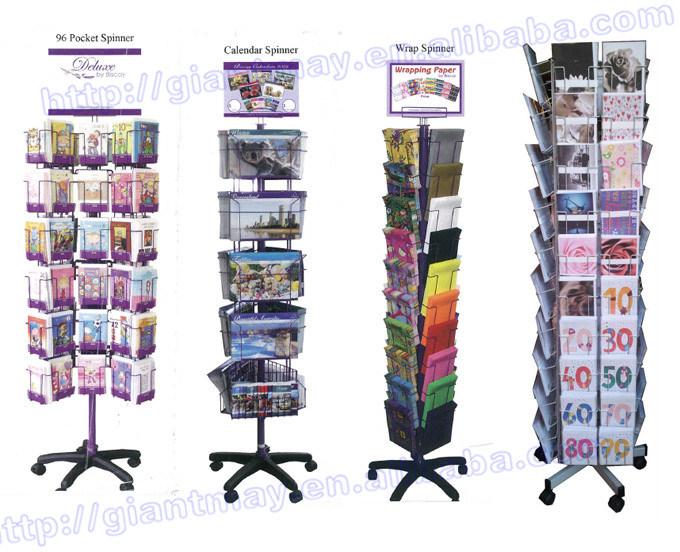 360 Degree 4 Sides Metal Rotating Greeting Card Display Rack