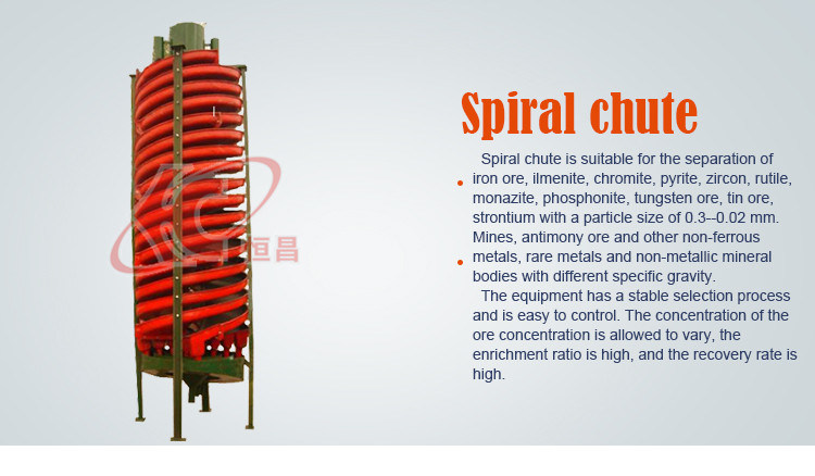 Gravity Mining Spiral Chute Separator for Zircon Ore Selection