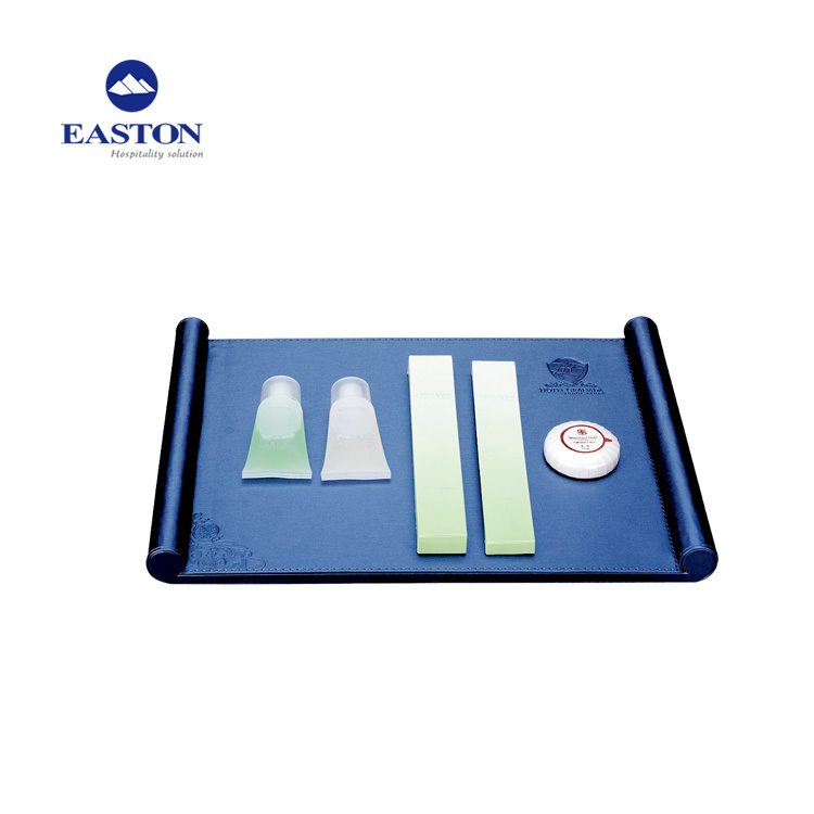 Special Design Customized Sky Blue Leather Amenity Service Tray