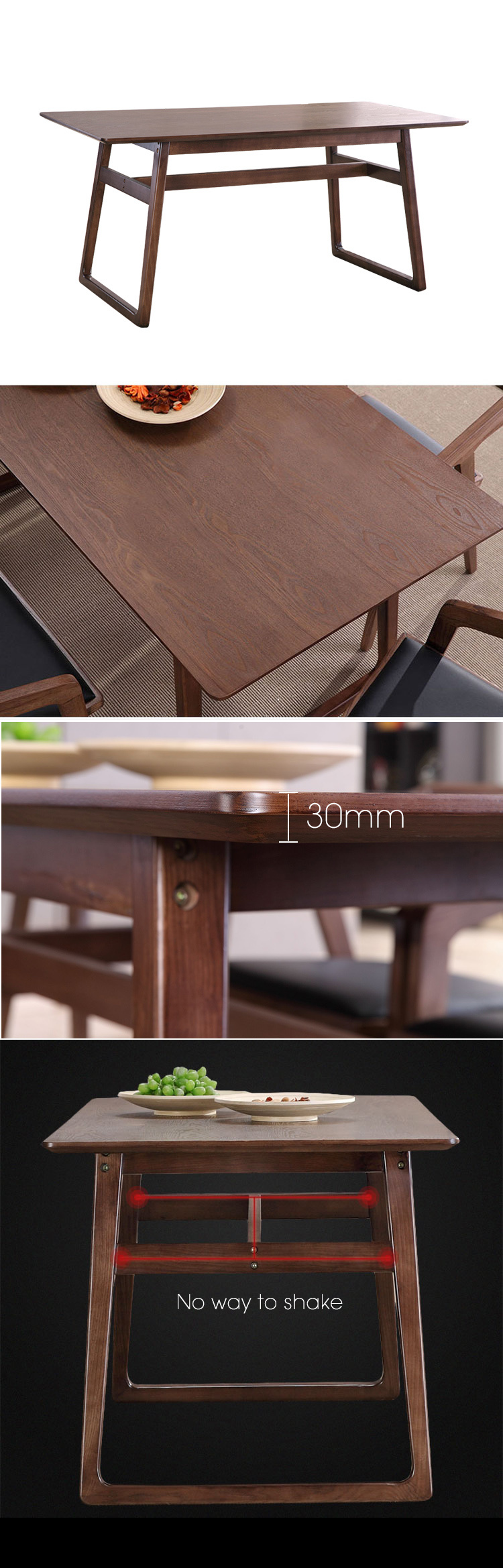Modern Wooden Restaurant Furniture Wood Dining Table for Home