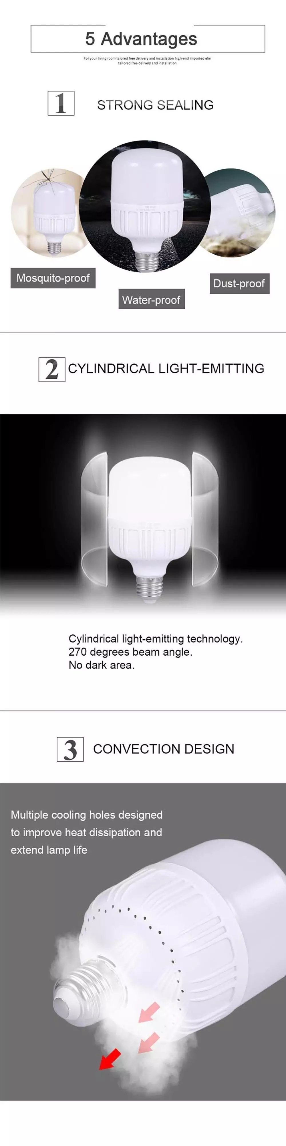 18W T Shape LED Bulb E27 B22 3000K 4000K 6000K Ww Nw Cw with PC Cover